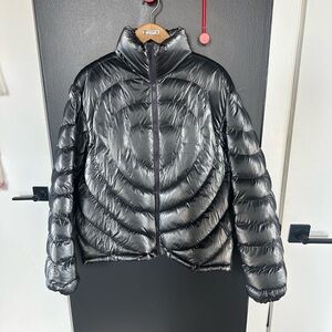 love scars grey/ platinum shiny heart puffer jacket size M